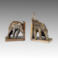 Скульптура из слоновой кости с бронзовой скульптурой Левая книжная шкатулка с резьбой Деку латунная статуя Tpal-142A